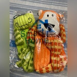 NWT Smart Home plush crinkle frog and bear dog toy set of two.